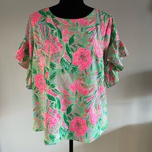 Lily Pulitzer small ruched short sleeve top